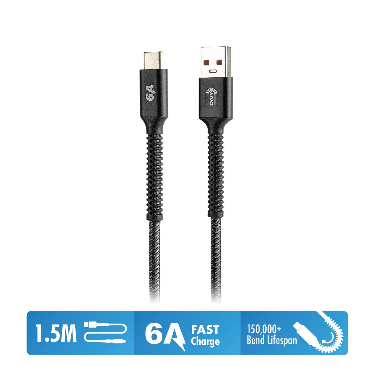 Daiyo CP 2618 6A Super Fast Charging TYPE C USB - C Male / A Male 1.5m Cable