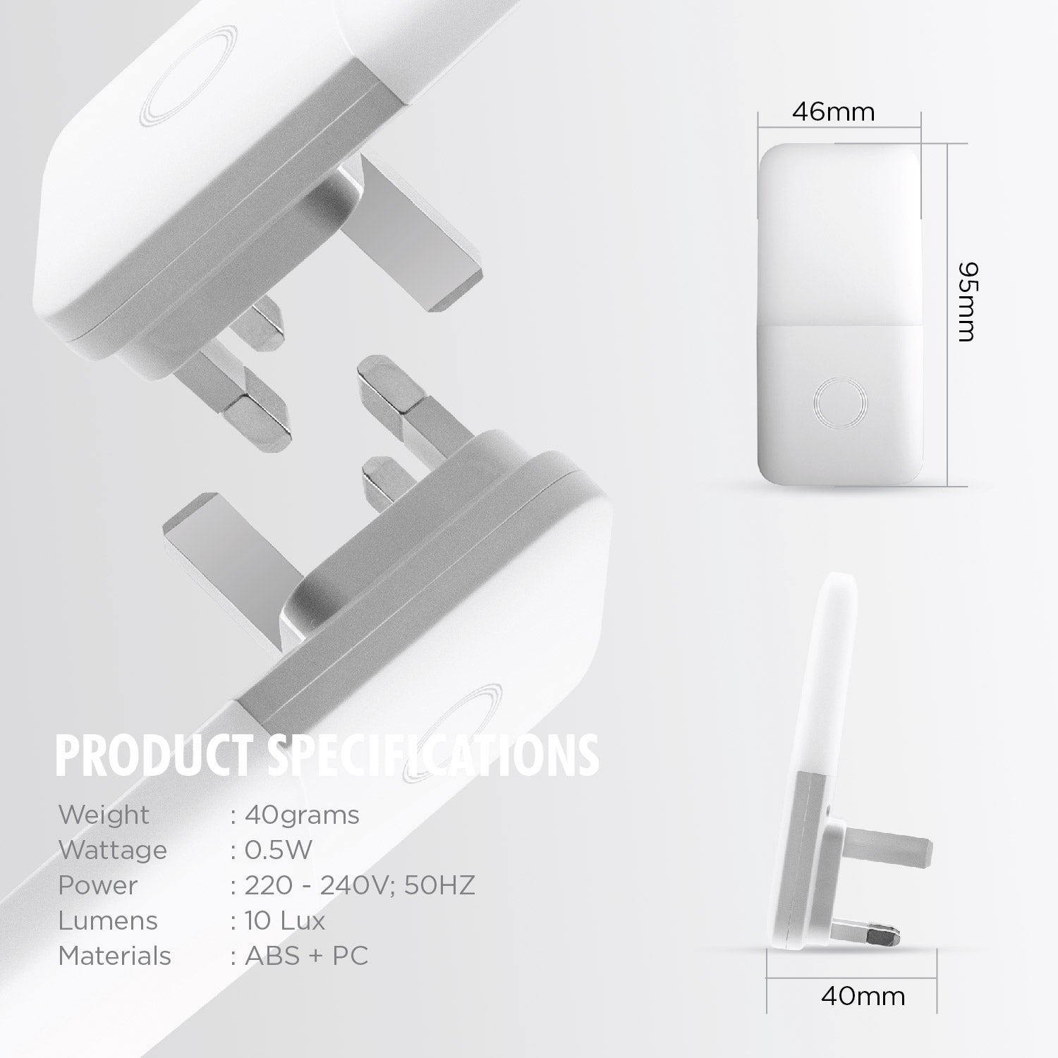 Daiyo DE134 LED Night Light 3-Stage Touch Sensor Warm White