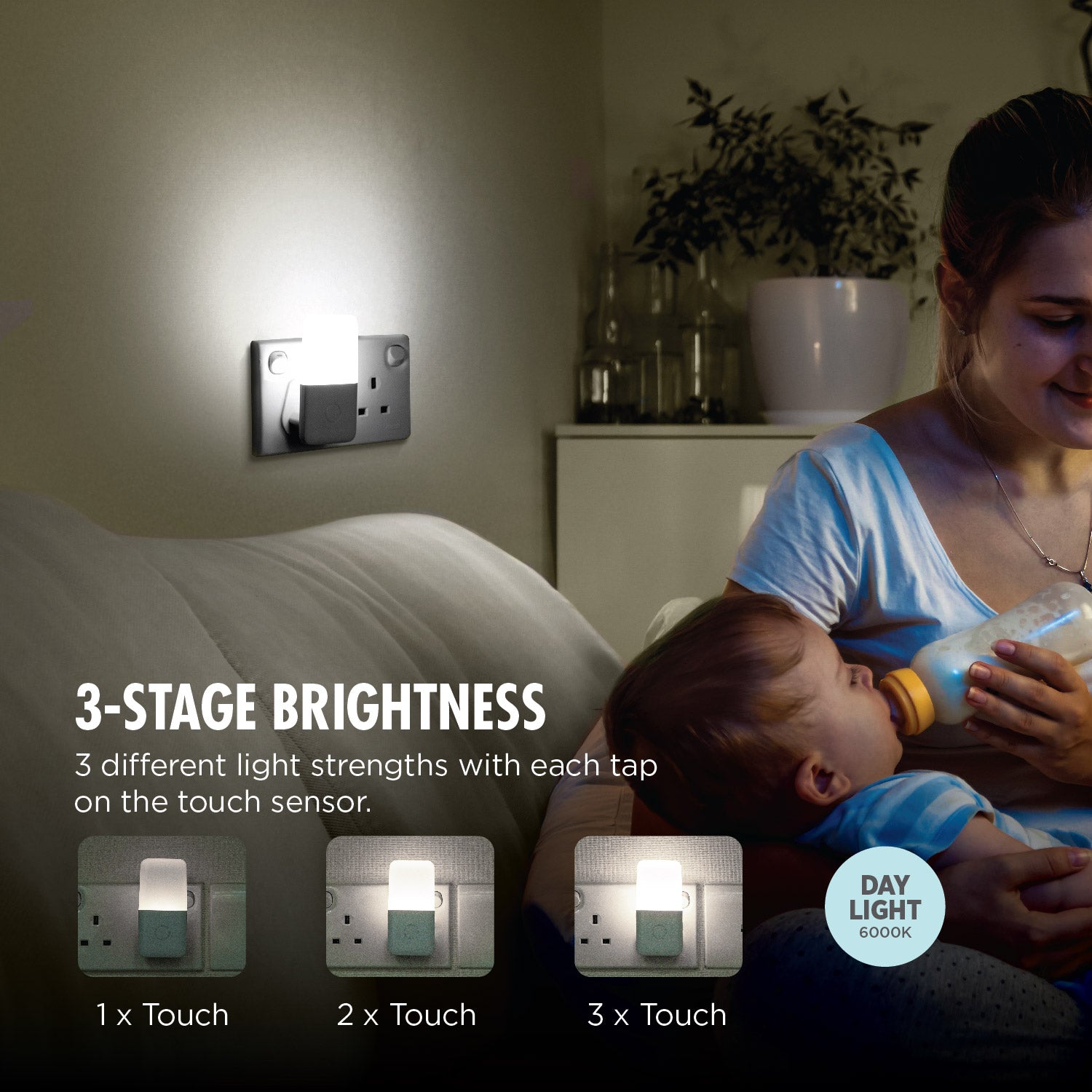 Daiyo DE135 LED Night Light 3-Stage Touch Sensor Day Light