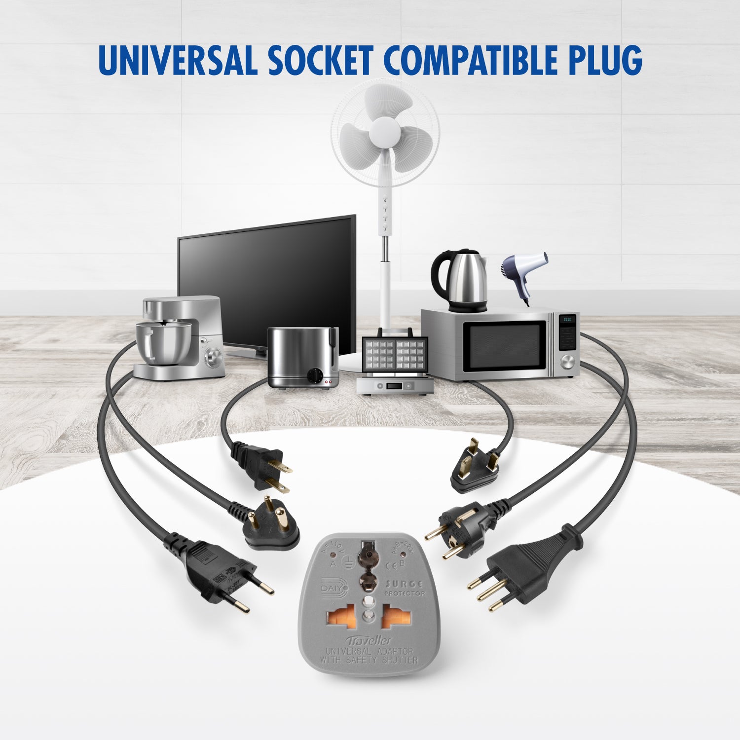 Daiyo DE 233 Traveller Adaptor UK 3-Prong With Earth | Brunei, Hong Kong, Iraq, Ireland, Jordan, Kuwait, Macau, Malaysia, Saudi Arabia, Singapore, Sri Lanka, UAE, UK, Vietnam