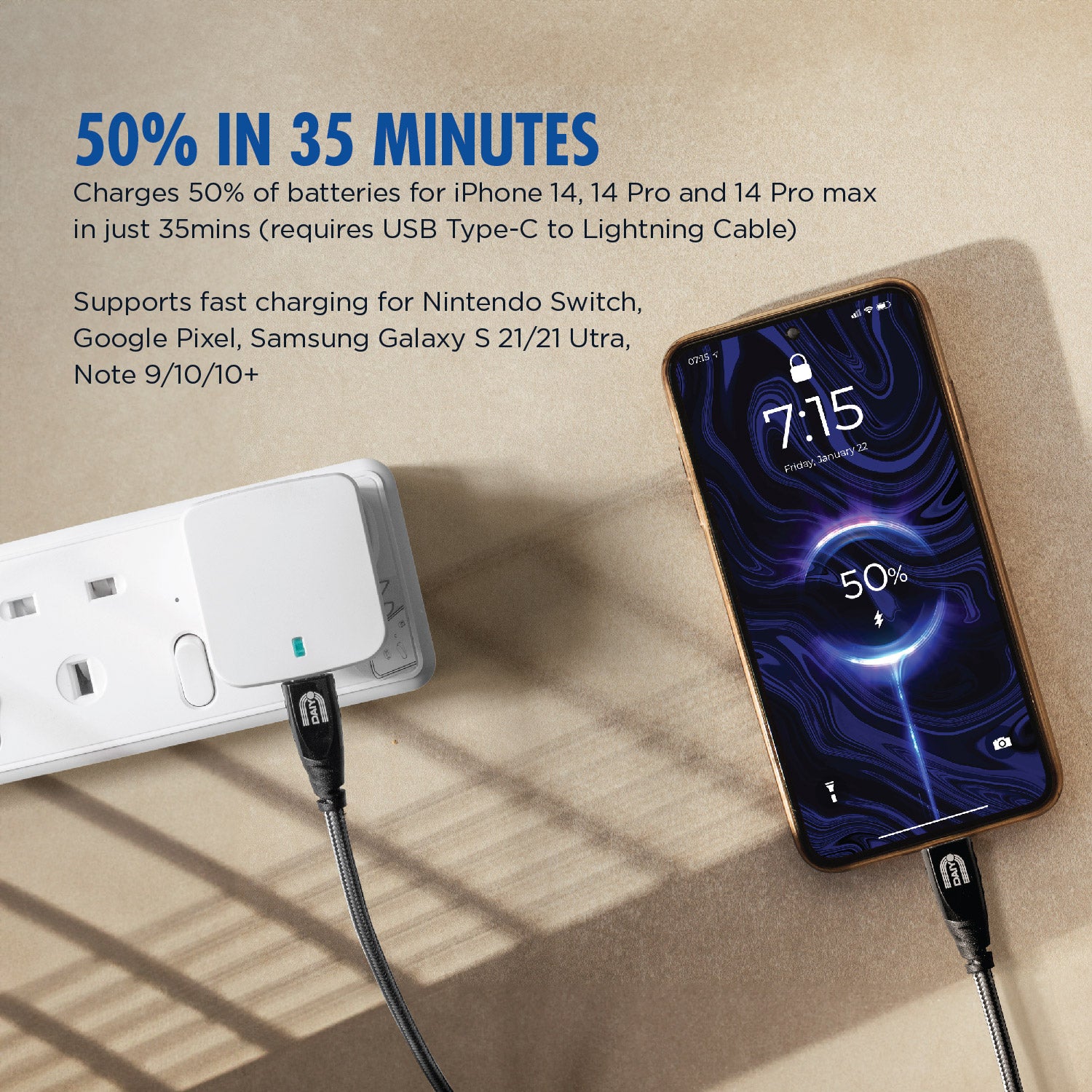 Daiyo Nintendo Switch PD Type-C Travel Wall Charger is designed to be compact with Power Delivery 2.0 technology