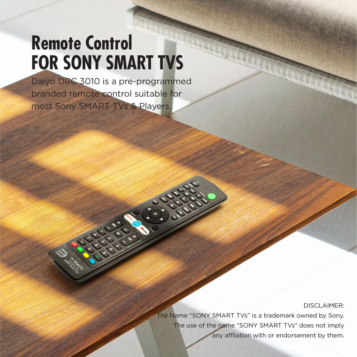 Daiyo DRC 3010 Remote Control for Sony Smart TVs