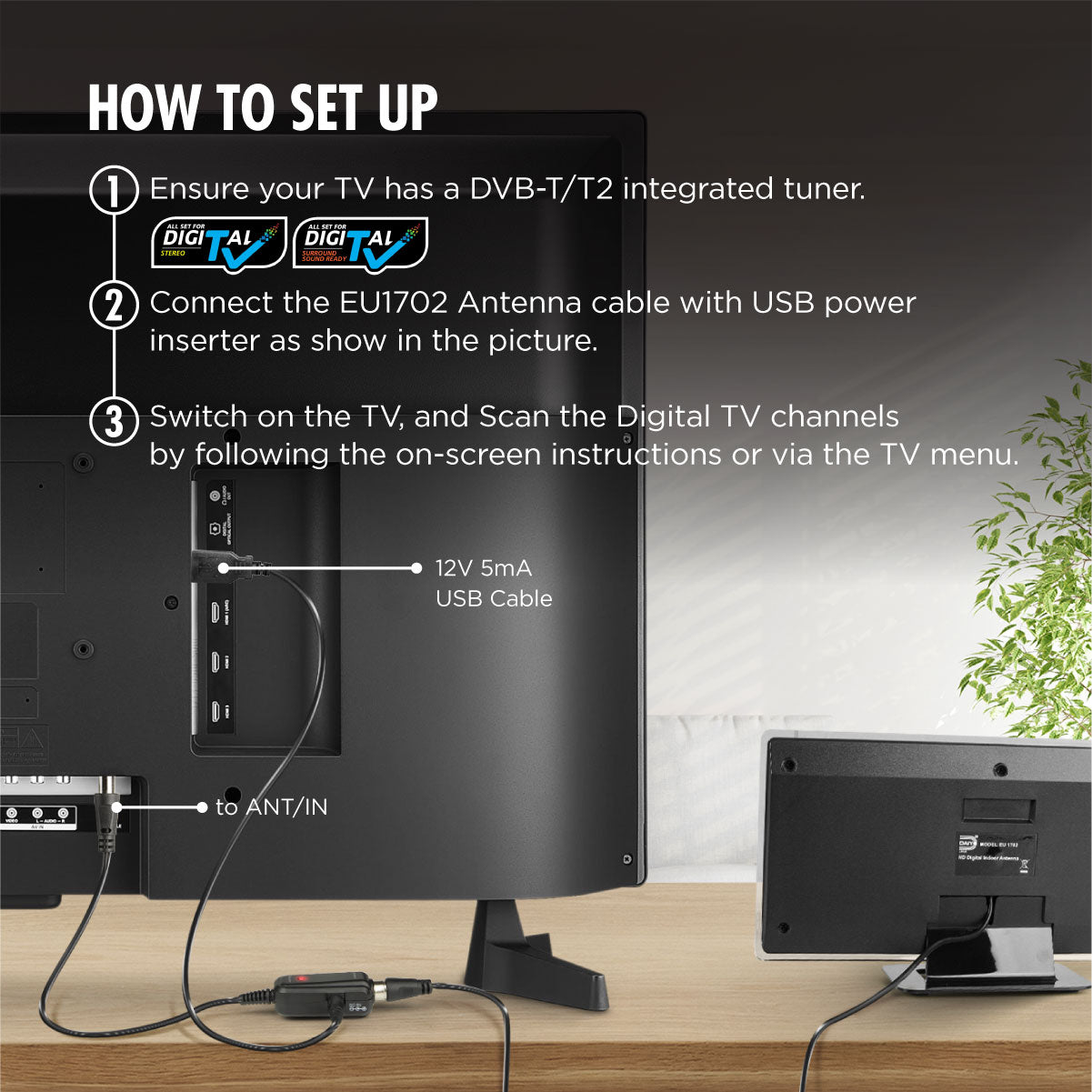 Daiyo EU 1702 HD Digital Indoor Antenna (With Booster)