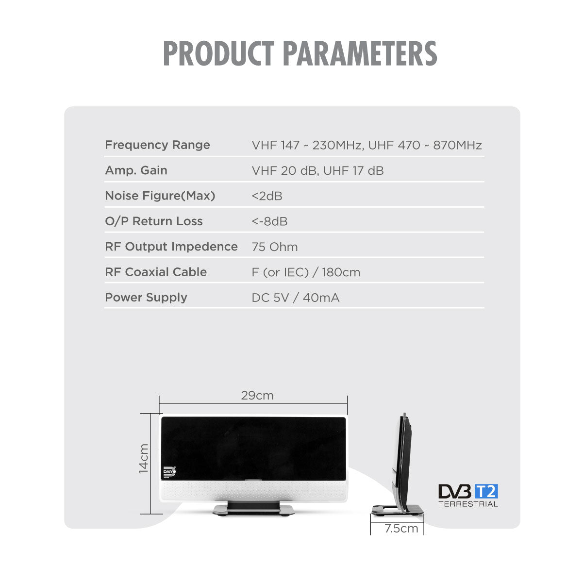 Daiyo EU 1702 HD Digital Indoor Antenna (With Booster)