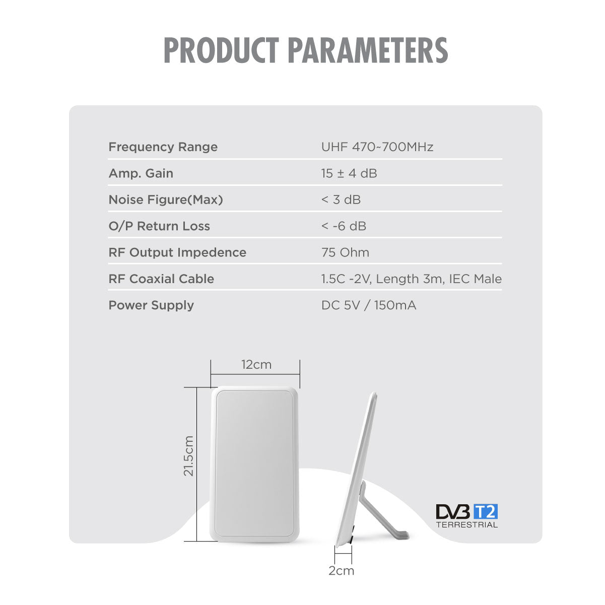 Daiyo EU 1708 HD Digital Slim Antenna (Active/Booster Antenna)