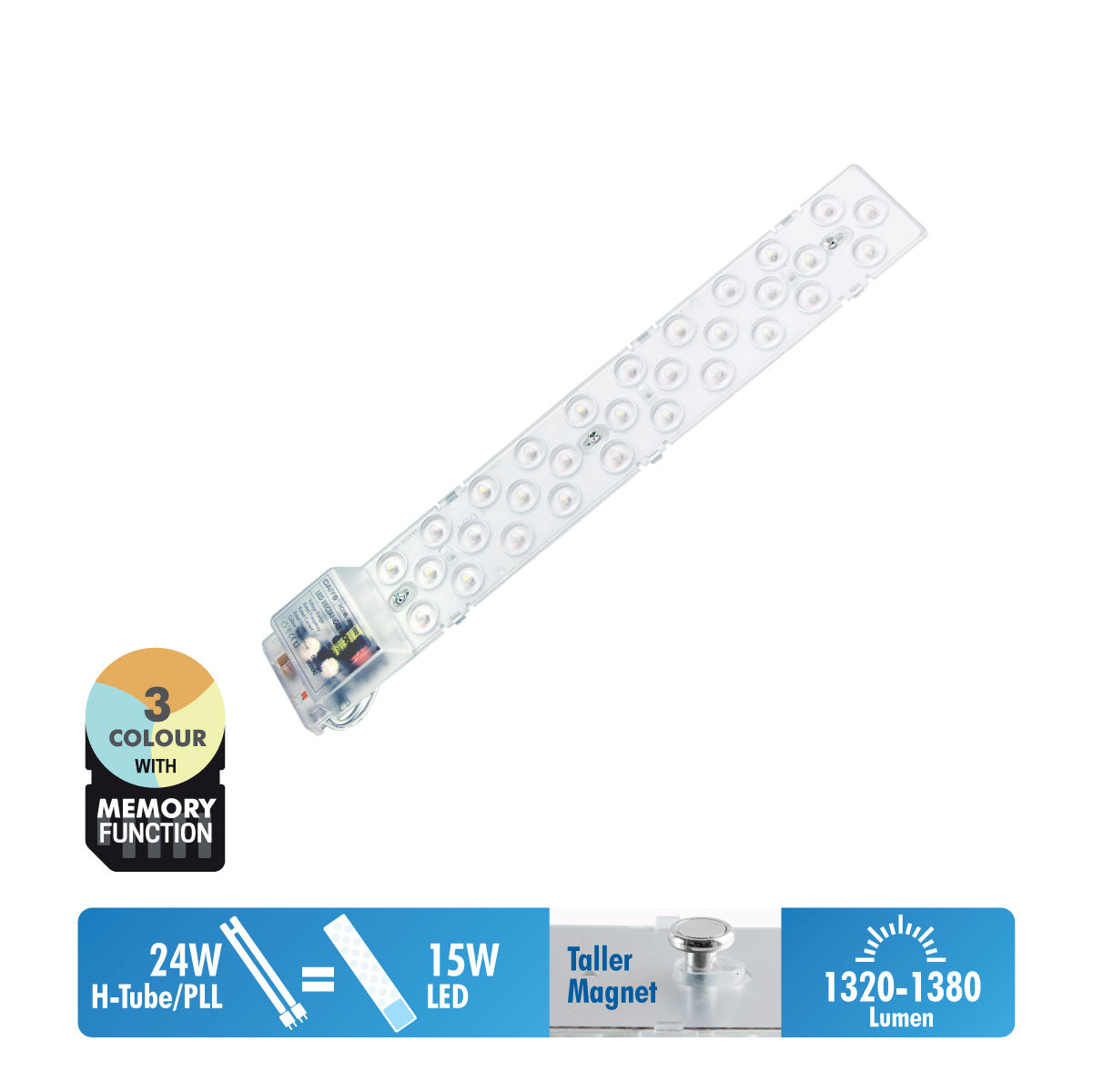 Daiyo LRM 113-3C 15W LED Rectangle Module Light (3 Colours + Memory Function)