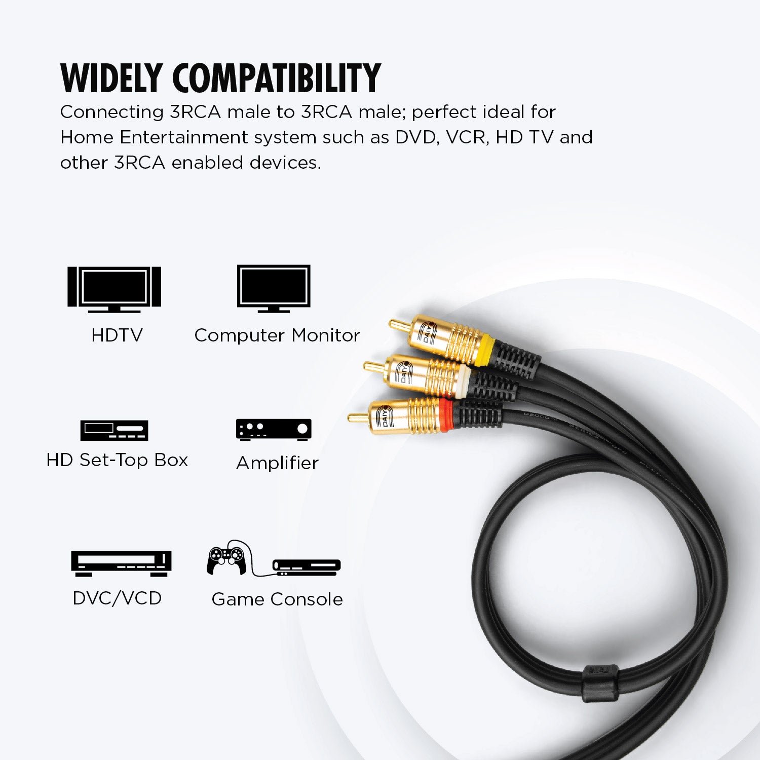 Daiyo TA 5503 Digital 3X RCA to 3X RCA Plug 2m