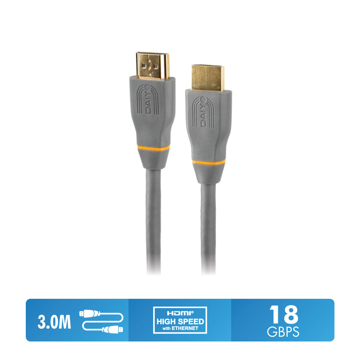 Daiyo TA 5663 HD Series 4K Ultra High Definition (UHD) HDMI Ver 2.0 Cable Length 3m 24K Gold Connector