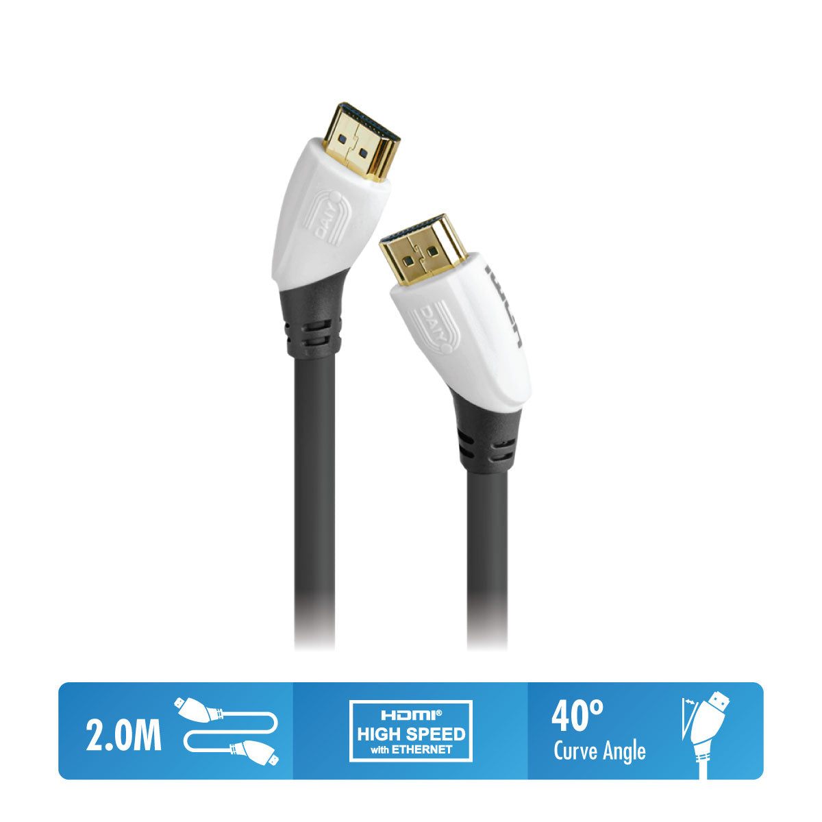 Daiyo TA 5682 Curve Angle HDMI 4K High Speed with Ethernet 2m Cable