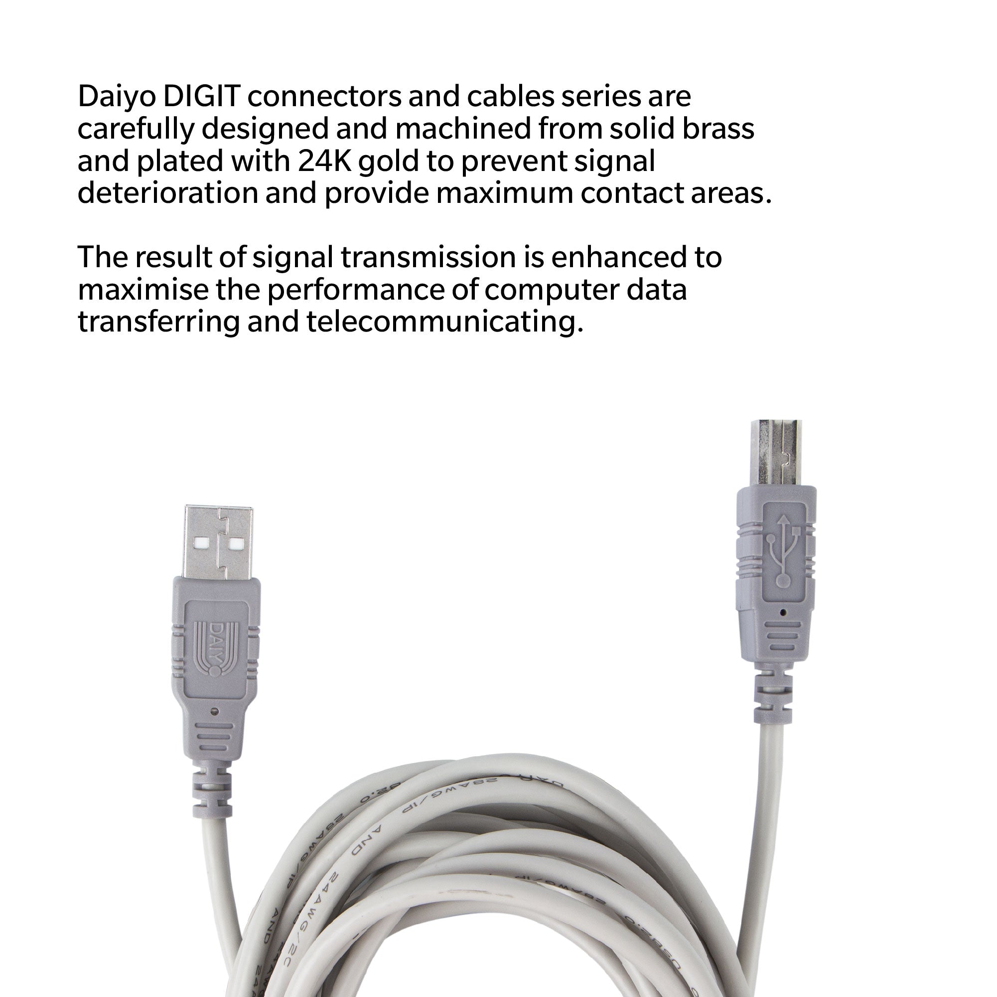 Daiyo CP 2501 USB 2.0 A Male to B Male Printer Cable 1.8m X 2 Pieces