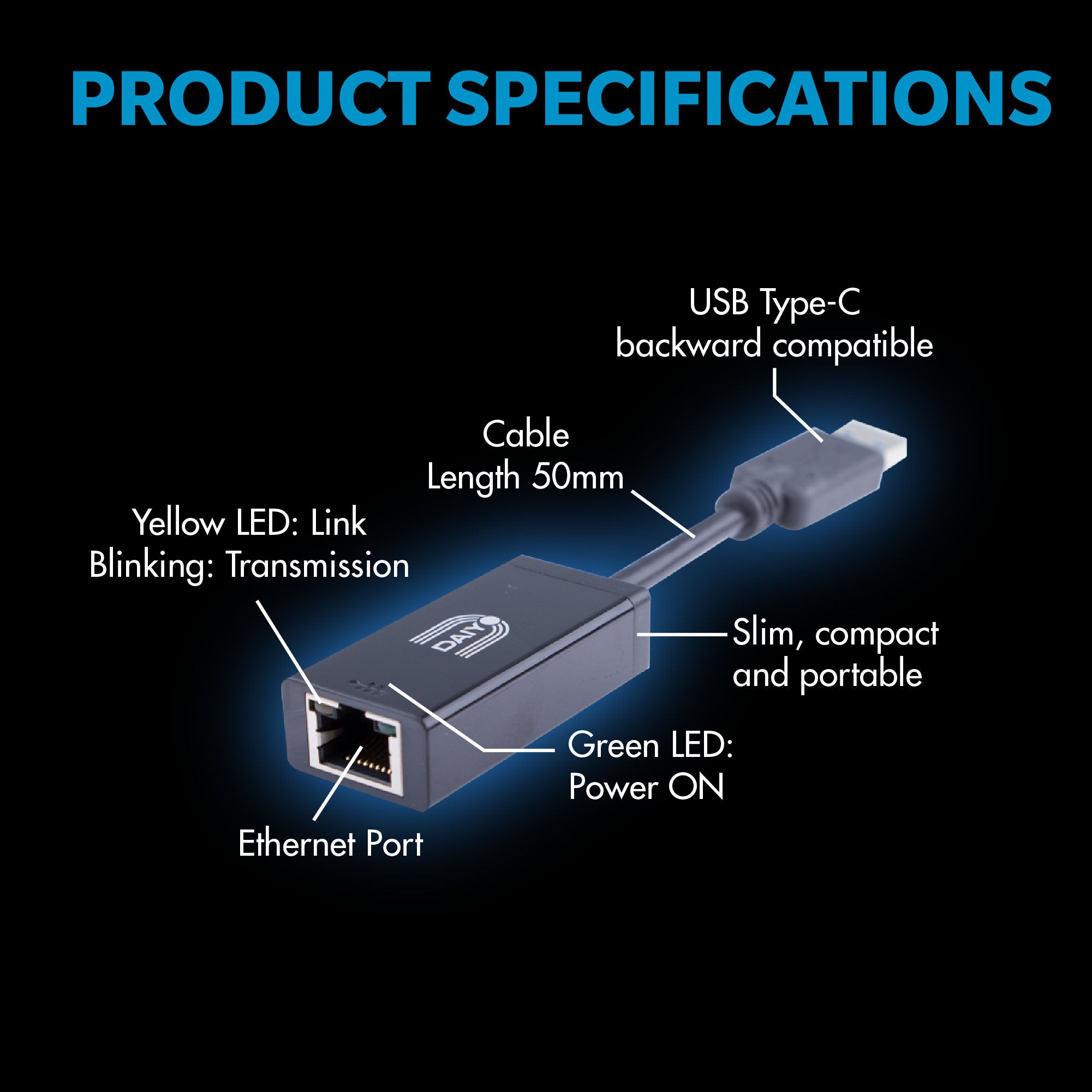 Daiyo CP 2703 Type C to Giga Ethernet