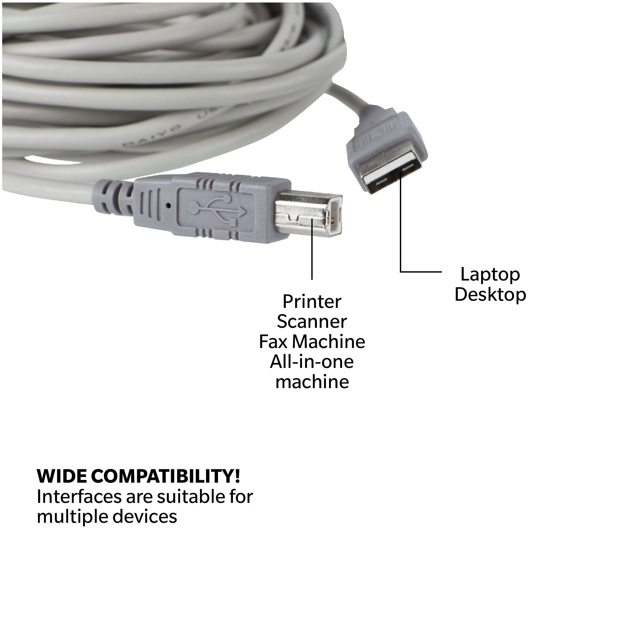 Daiyo CP 2501 USB 2.0 A Male to B Male Printer Cable 1.8m X 2 Pieces