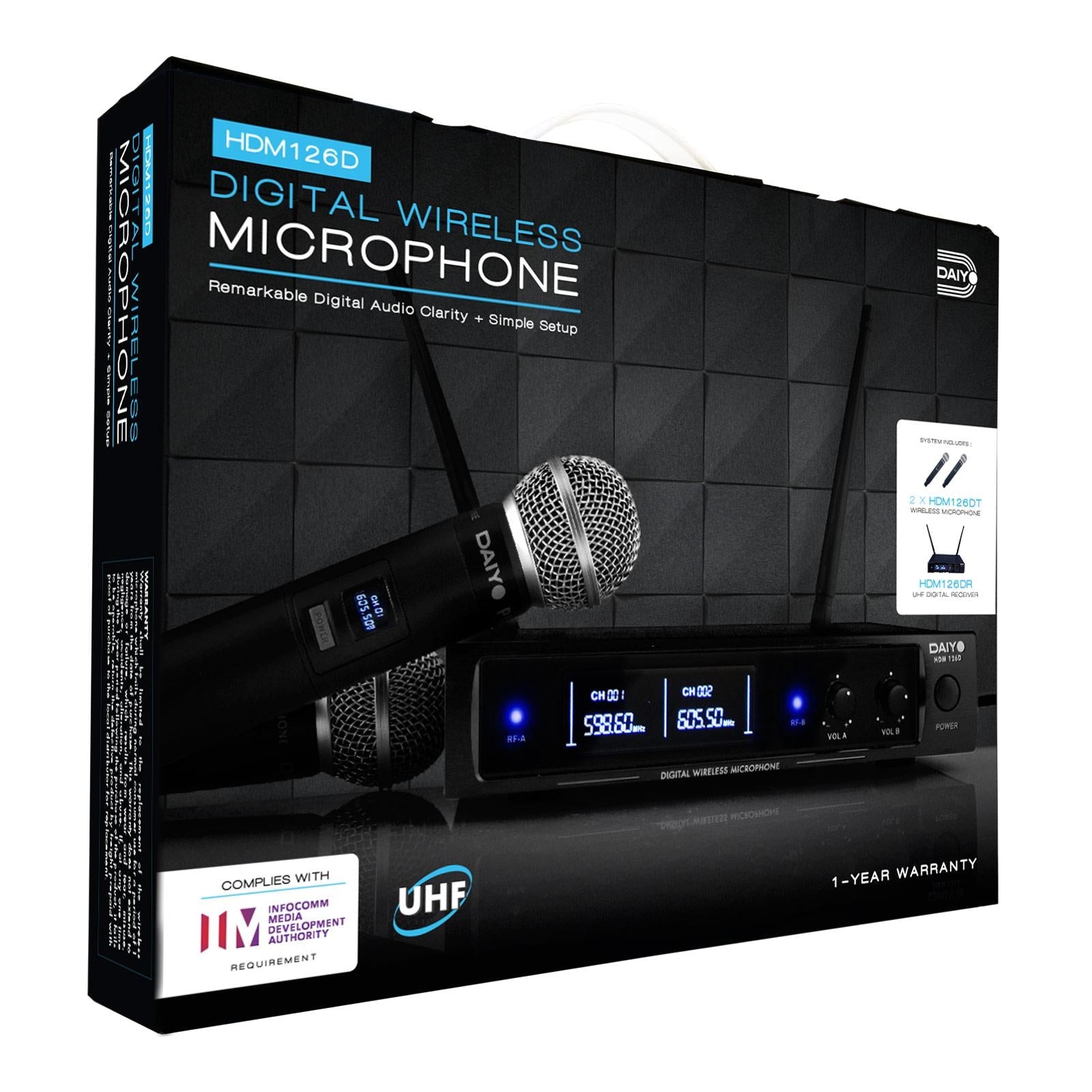 Daiyo HDM 126D UHF Wireless Karaoke Microphone (Dual Microphone)