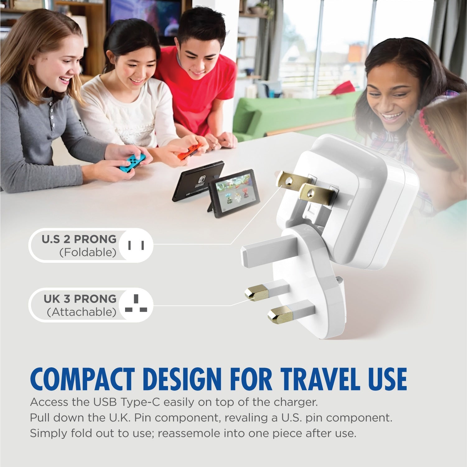 Daiyo Nintendo Switch PD Type-C Travel Wall Charger is designed to be compact with Power Delivery 2.0 technology