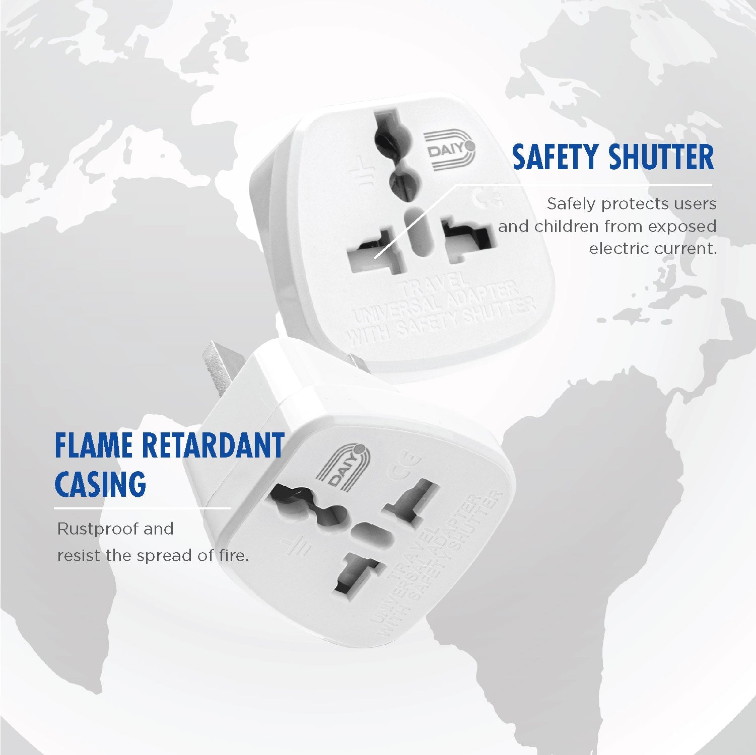 Traveller Adaptor European 2-Prong X 2 Pieces | Brazil, China, Egypt, Indonesia, Italy, Nepal, North Korea, Philippines