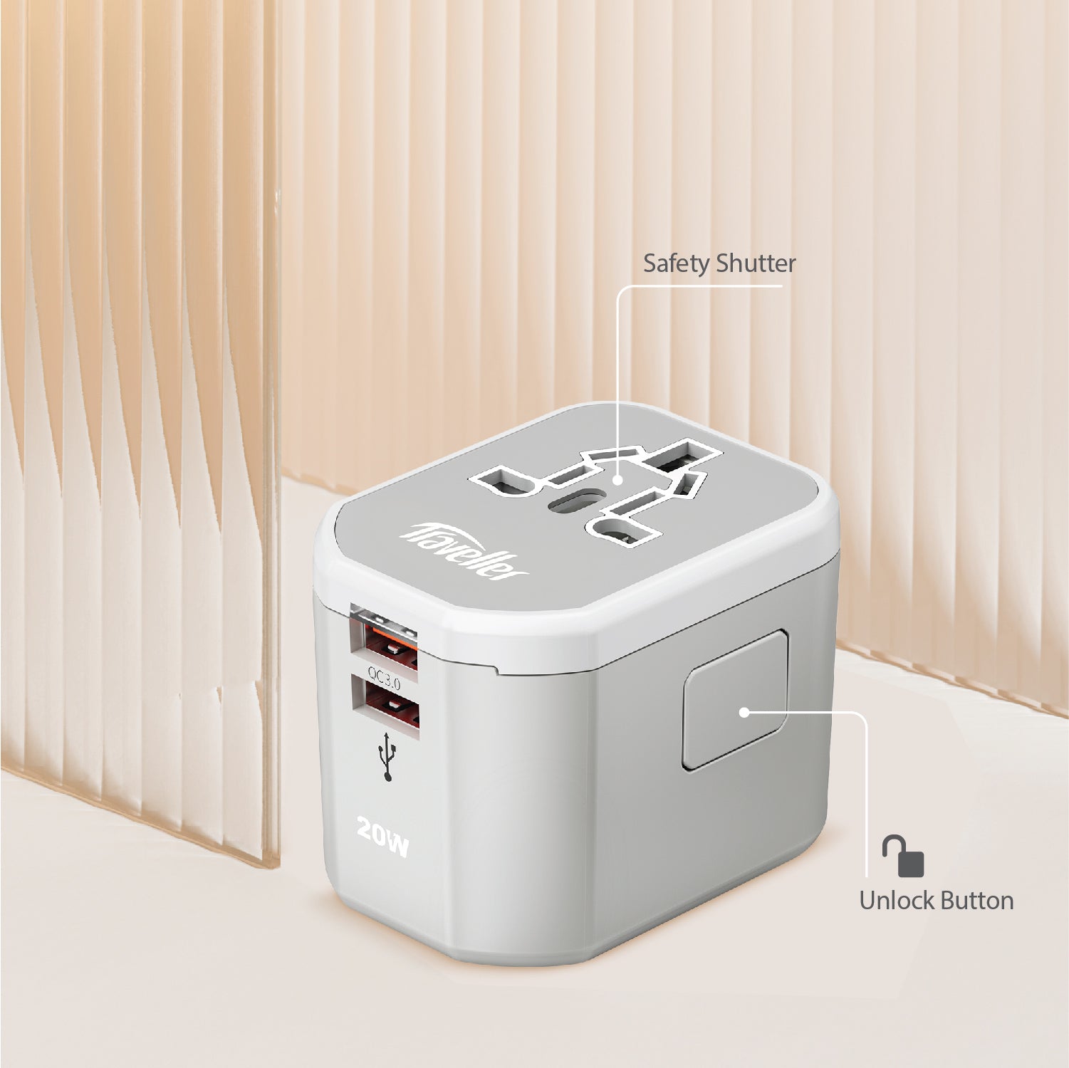 Daiyo DE 321 Universal Travel Adapter with 2 USB Port + 1 Power Delivery Type-C Port Wall Charger