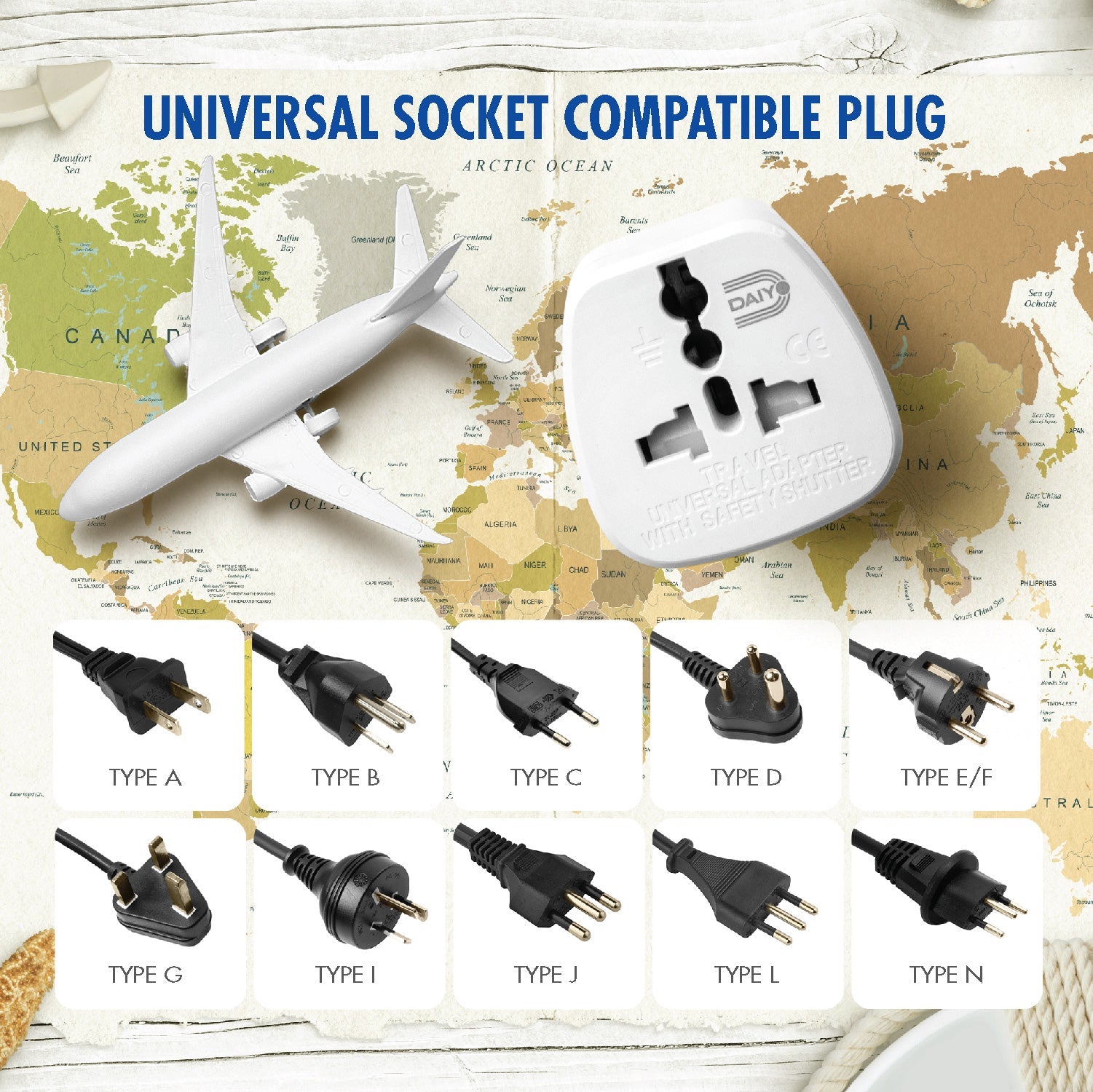 Traveller Adaptor South African 3 Prong With Earth X 2 Pieces | Botswana, India, Lesotho, Mozambique, Namibia, Nepal