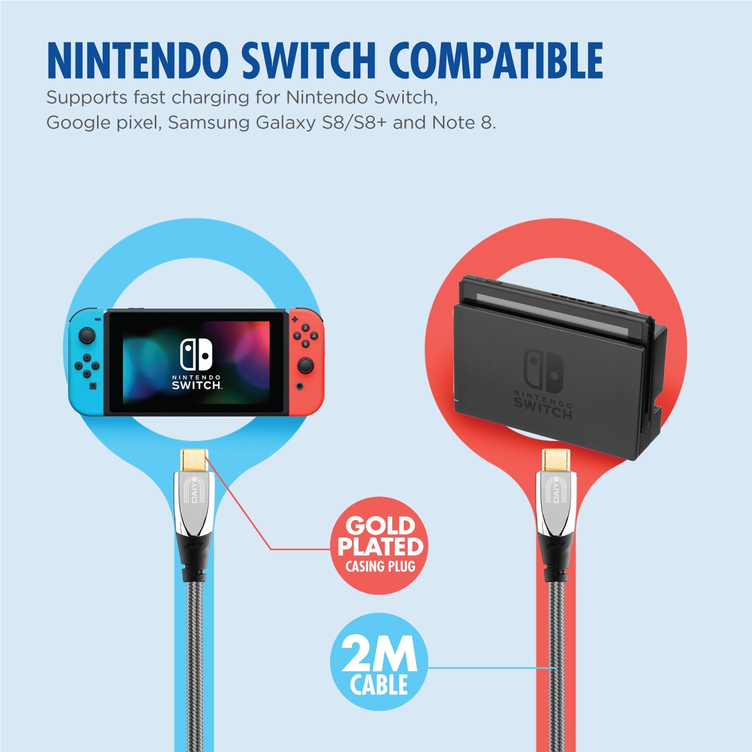 Daiyo Nintendo Switch PD Type-C Travel Wall Charger is designed to be compact with Power Delivery 2.0 technology