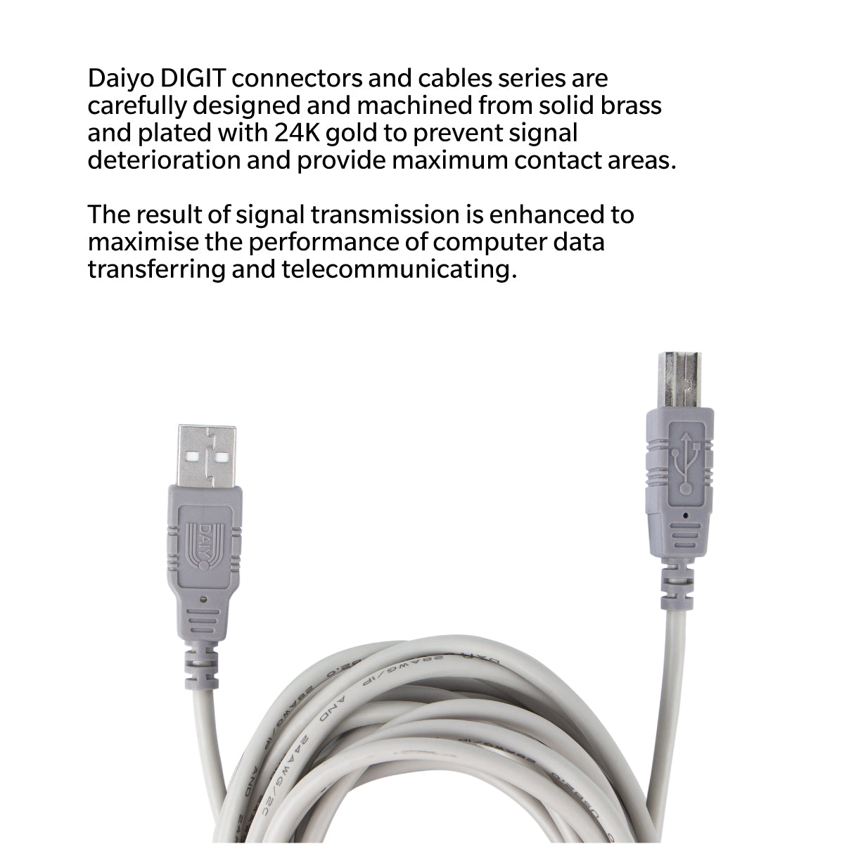 Daiyo CP 2502 USB 2.0 A Male to B Male Printer Cable 3m