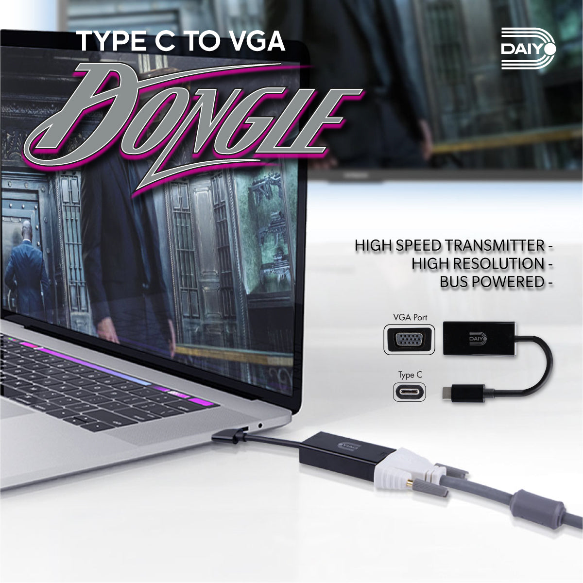 Daiyo CP 2602 Micro HDMI to VGA Dongle