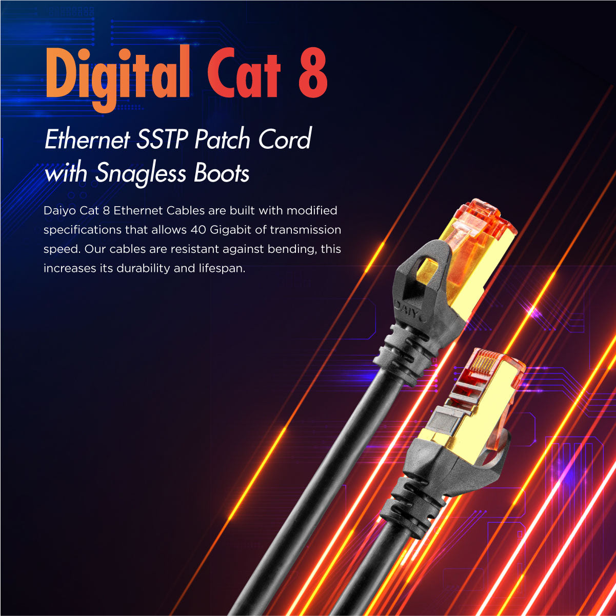 Daiyo CP 2558 SSTP Patch Cord Cat 8 Gigabit Ethernet 5m