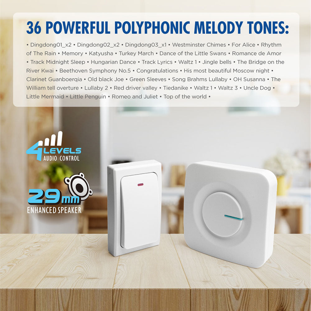 Daiyo DDB 47W Wireless Digital Kinetic Doorbell (Battery Free Switch)