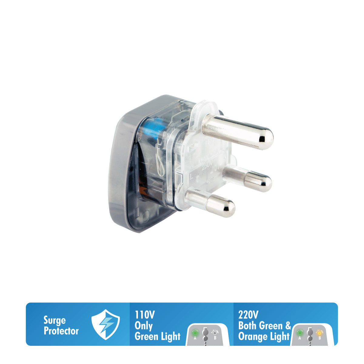 Daiyo DE 229 Traveller Adaptor South African 3 Prong With Earth | Botswana, India, Lesotho, Mozambique, Namibia, Nepal, South Africa, Sri Lanka, Swaziland