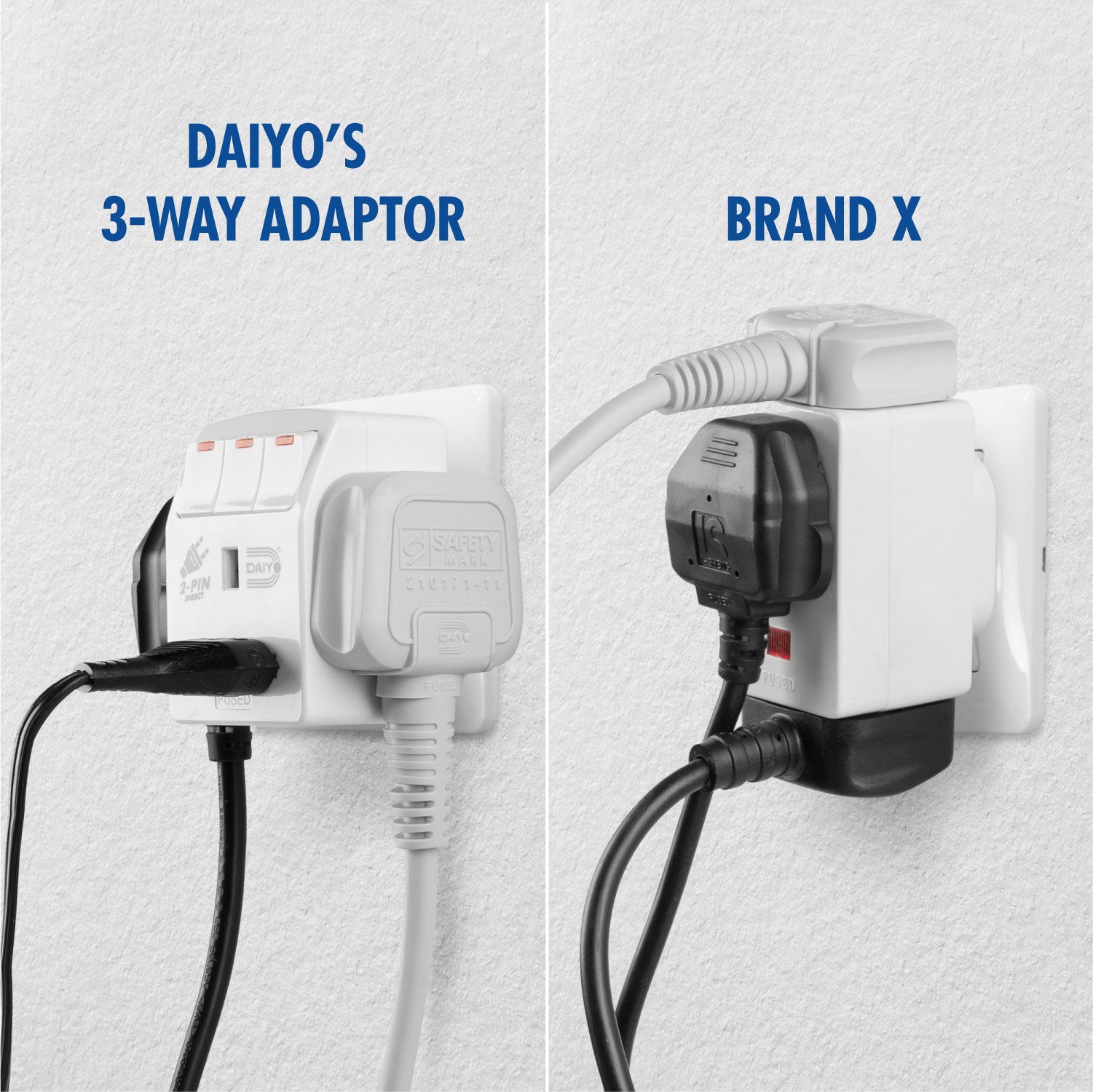 Daiyo DE 291 3 Way Multi Adaptor With Switch & Neon