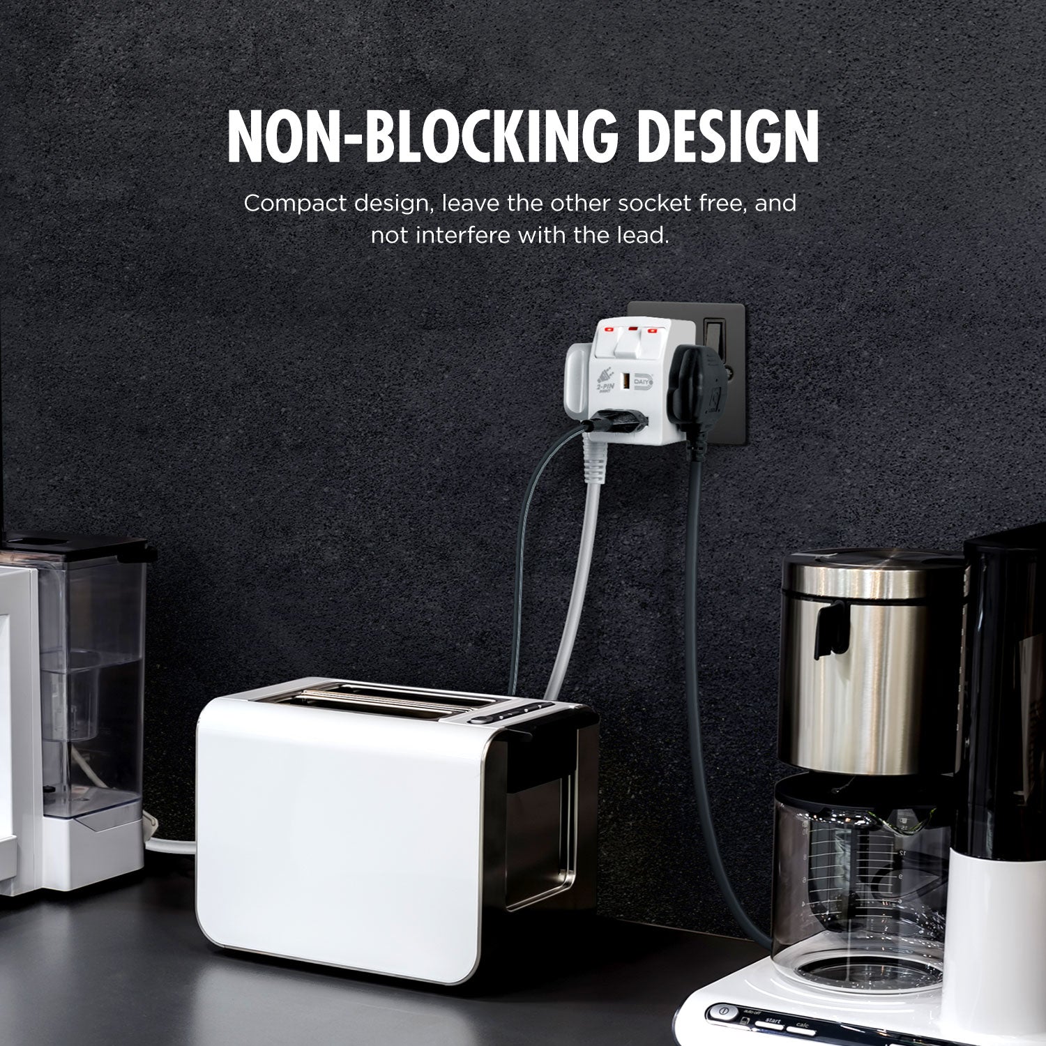 Daiyo DE 291 3 Way Multi Adaptor With Switch & Neon X 2 Pieces