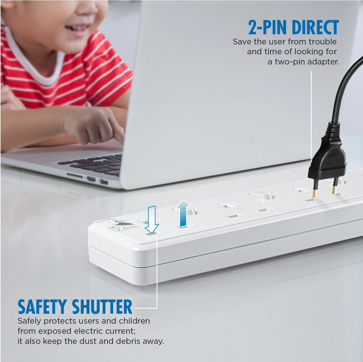 Daiyo DE 385 5 Way LED Surge Protector Power Extension Socket Strip with 3 Metre Power Cord