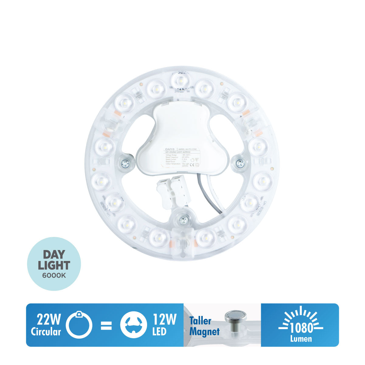 Daiyo LM 170-DL 12W LED Circular Replacement Magnetic Base Ceiling Panel (Day Light)