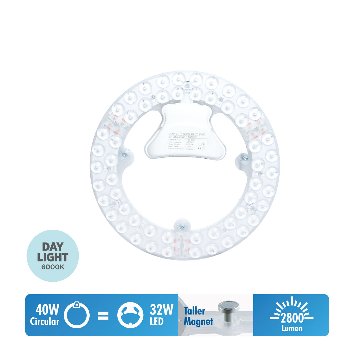 Daiyo LM 175-DL 32W LED Circular Replacement Magnetic Base Ceiling Panel (Day Light)