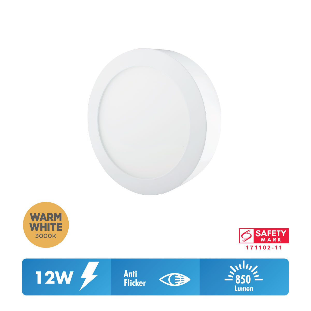 Daiyo LPR 71-WW 12W LED Surfaced Panel Light Round Shape (Warm White)