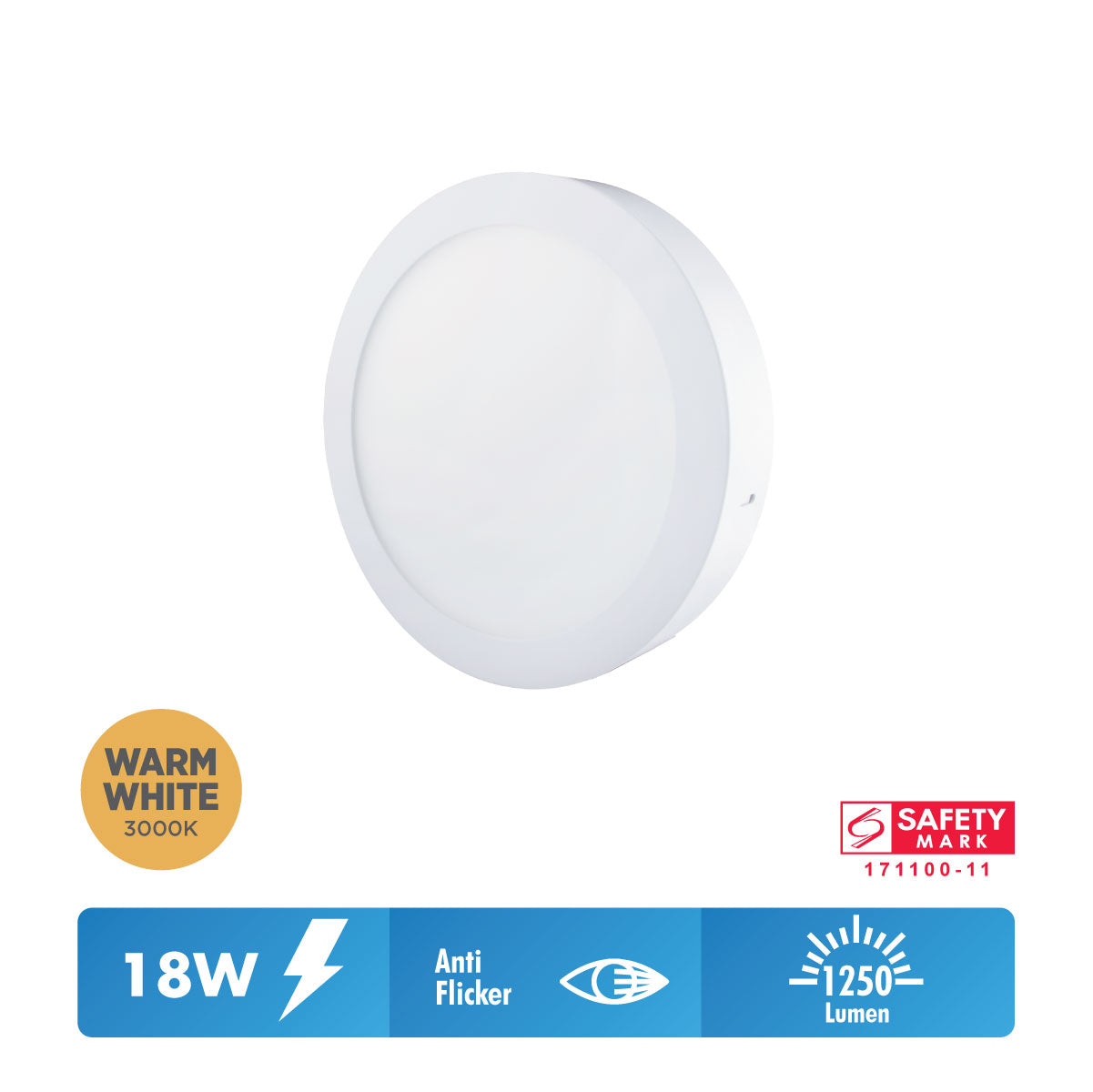 Daiyo LPR 73-WW 18W LED Surfaced Panel Light Round Shape (Warm White)