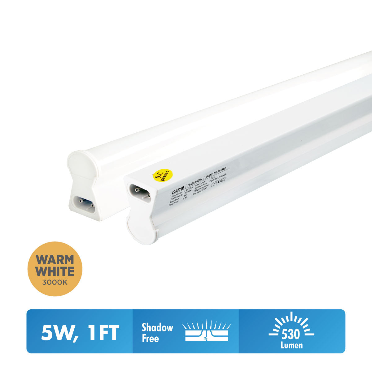 Daiyo LT5-50-WW 5W LED T-5 Batten Light (Warm White)