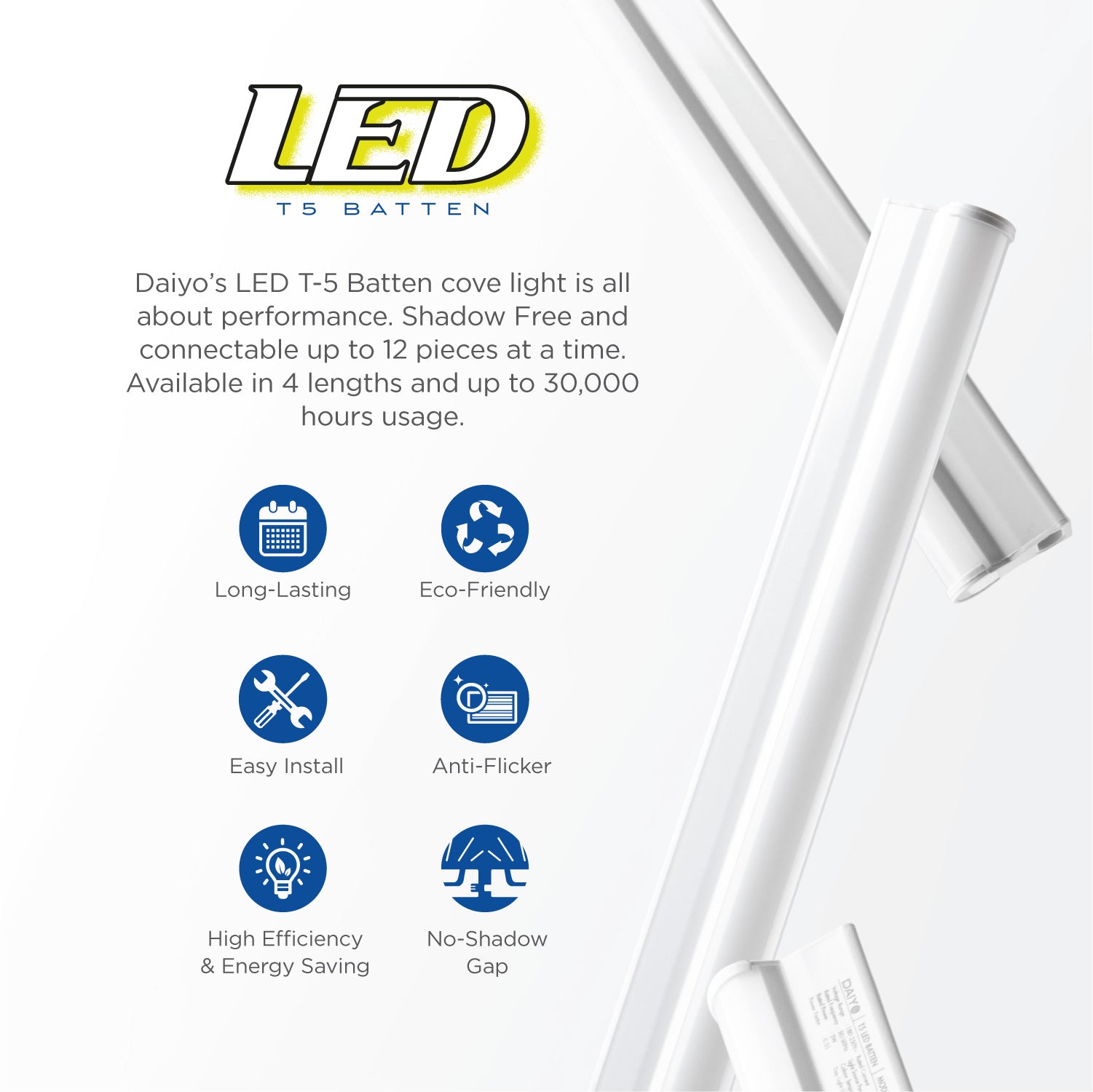 Daiyo LT5-50-DL 5W LED T-5 Batten Light (Day Light)