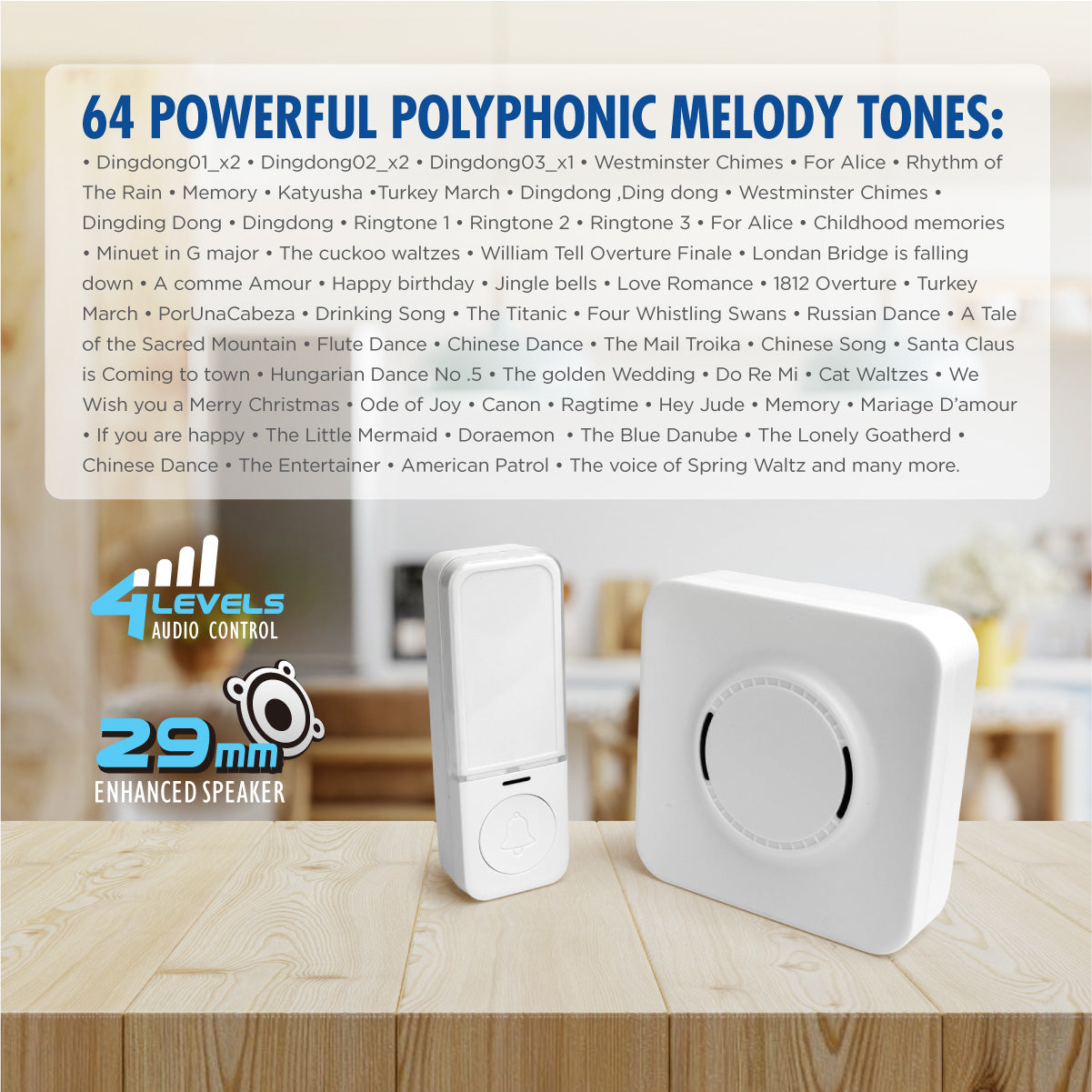 Daiyo DDB 48W Wireless Digital Kinetic Doorbell (Battery Free Switch)