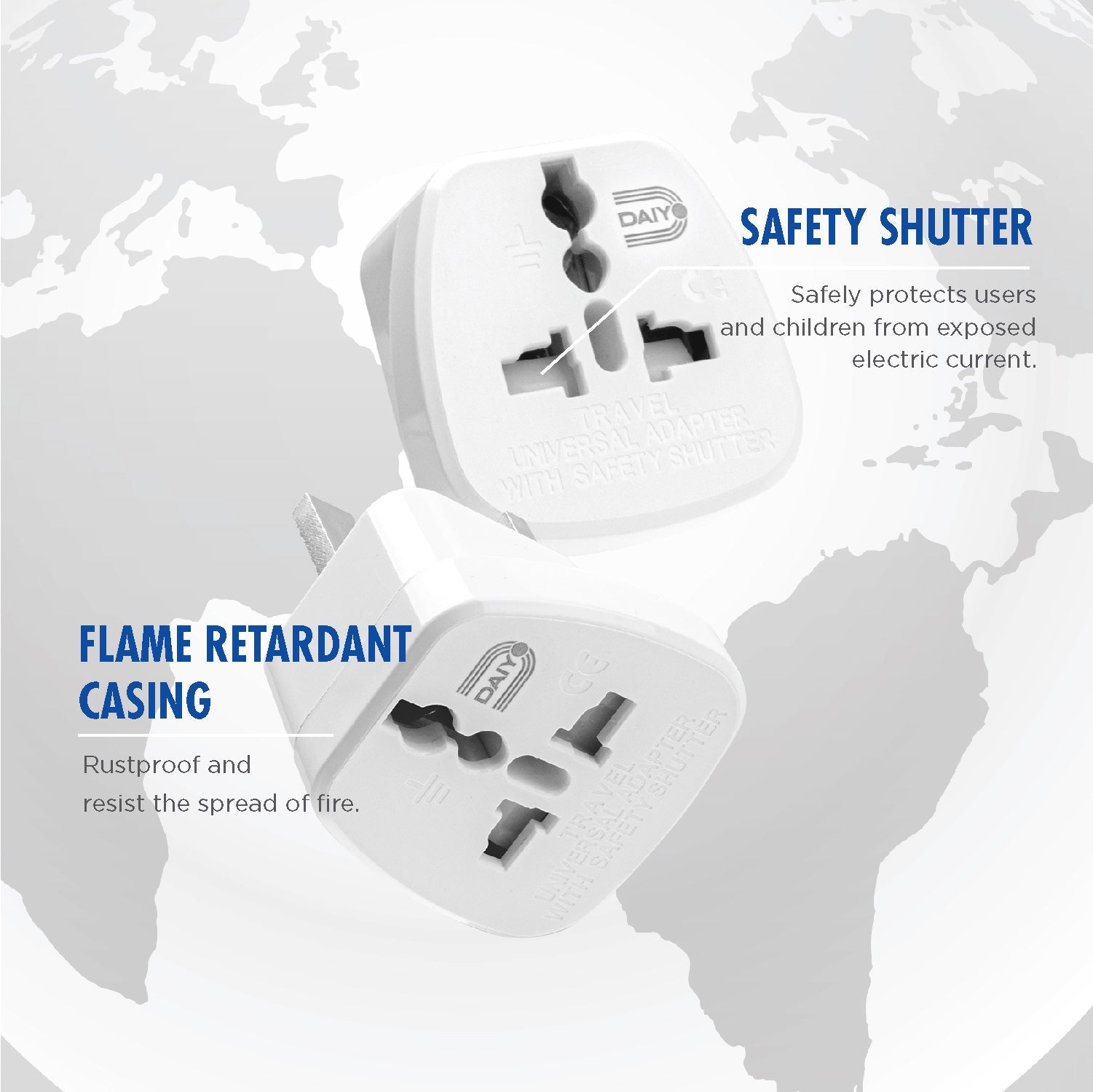 Traveller Adaptor South African 3 Prong With Earth X 2 Pieces | Botswana, India, Lesotho, Mozambique, Namibia, Nepal