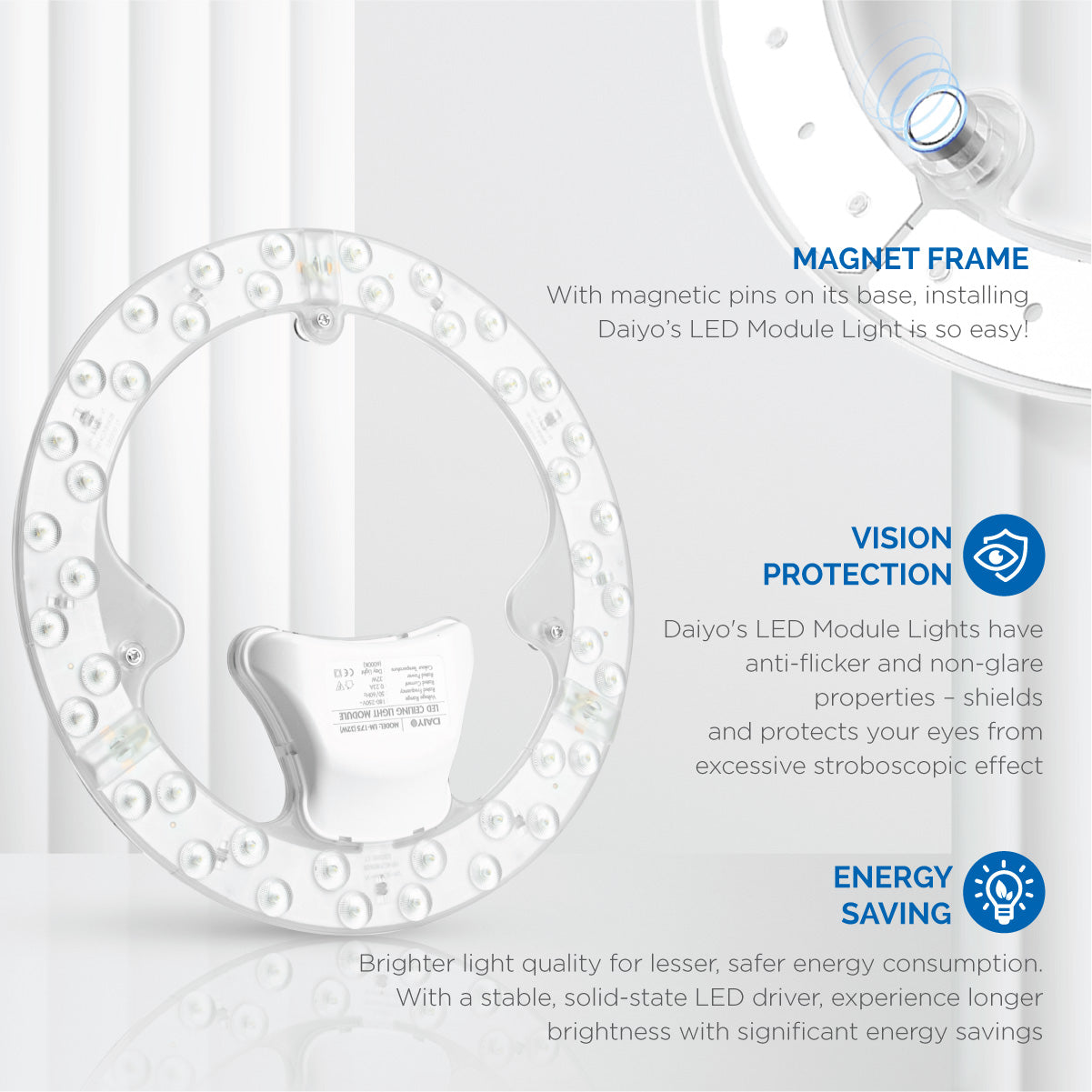 Daiyo LM 175-DL 32W LED Circular Replacement Magnetic Base Ceiling Panel (Day Light)