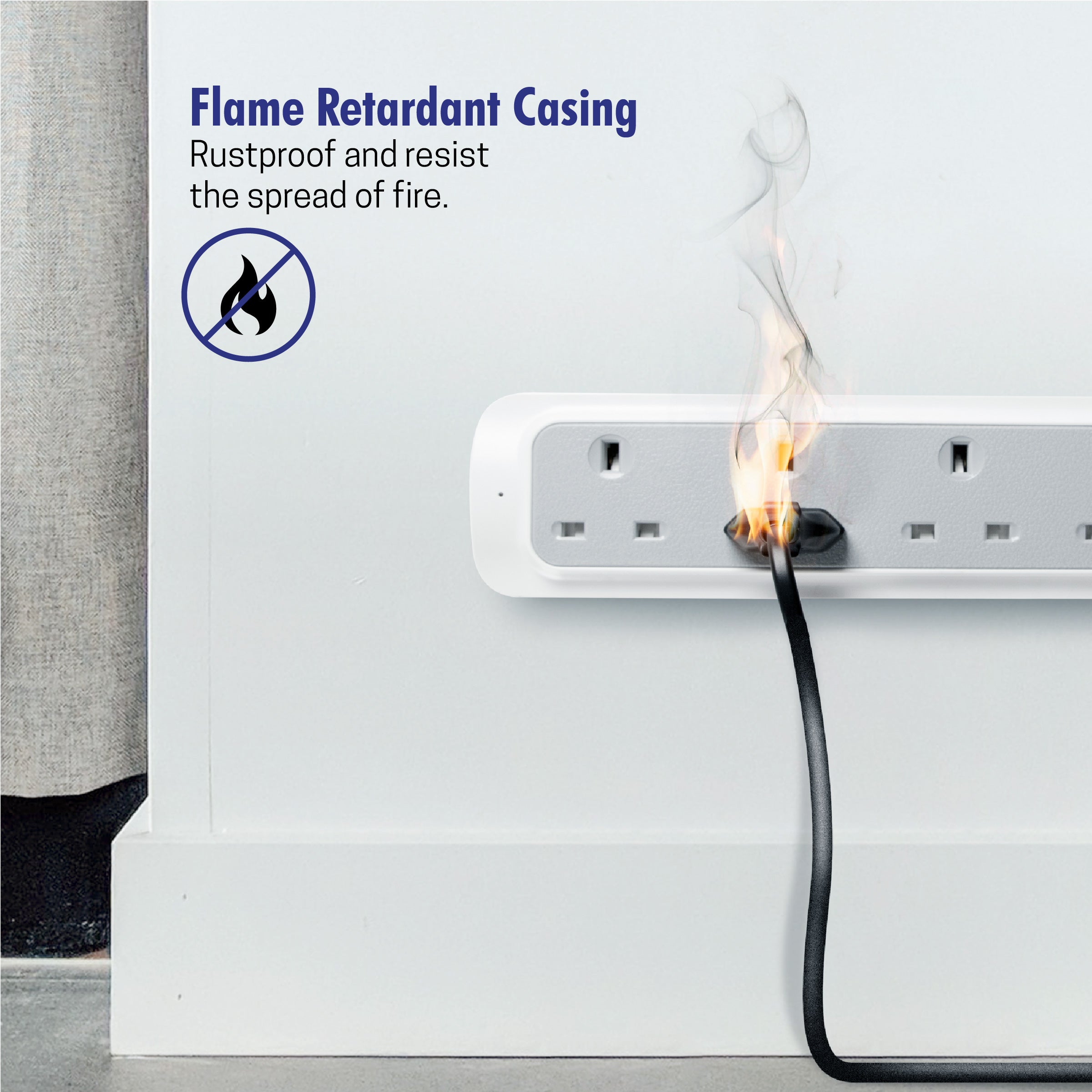 Daiyo DE 365 Master Switch Surge Protector 5 Way Extension Socket Strip 2 Meter long