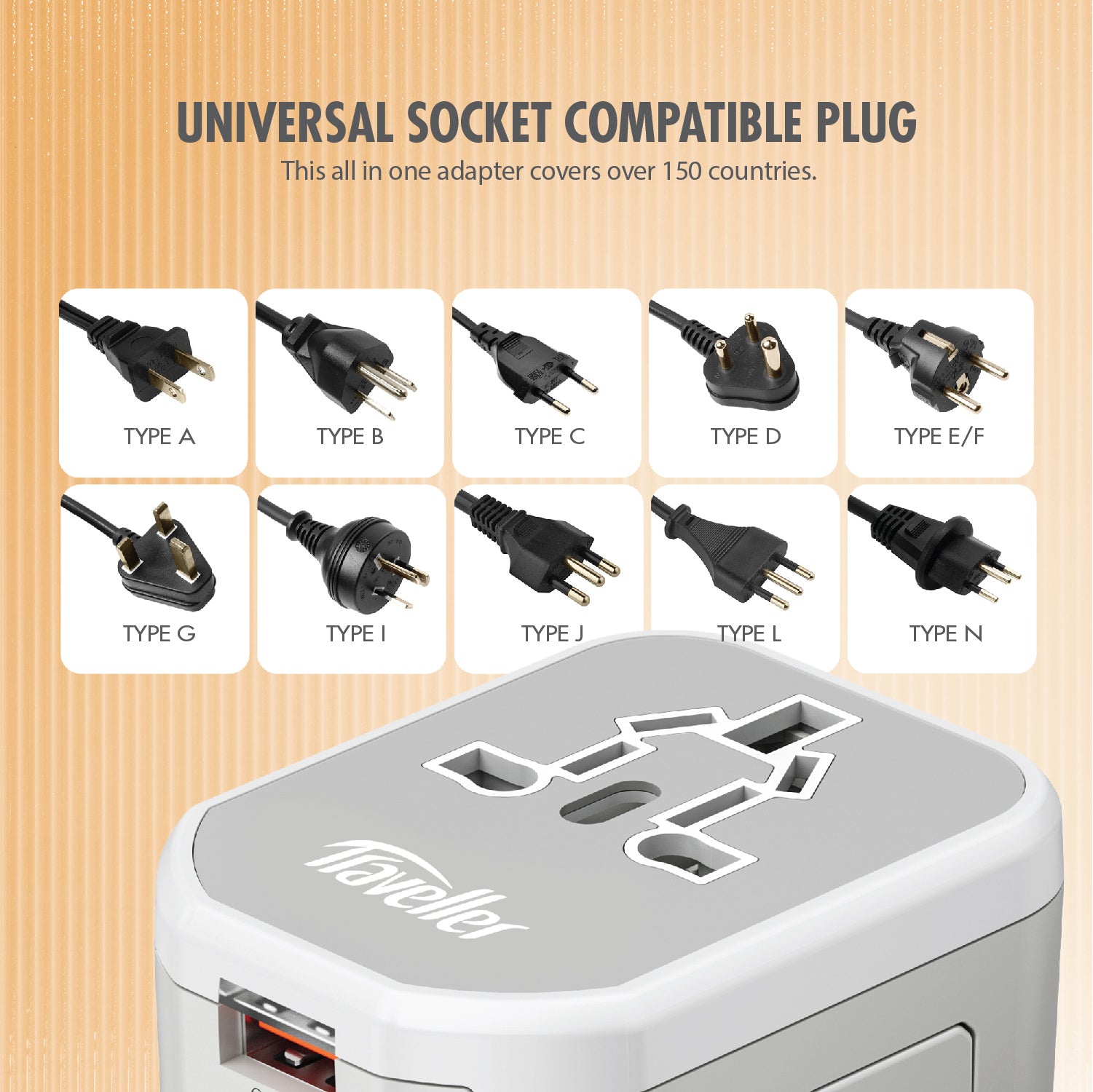 Daiyo DE 321 Universal Travel Adapter with 2 USB Port + 1 Power Delivery Type-C Port Wall Charger