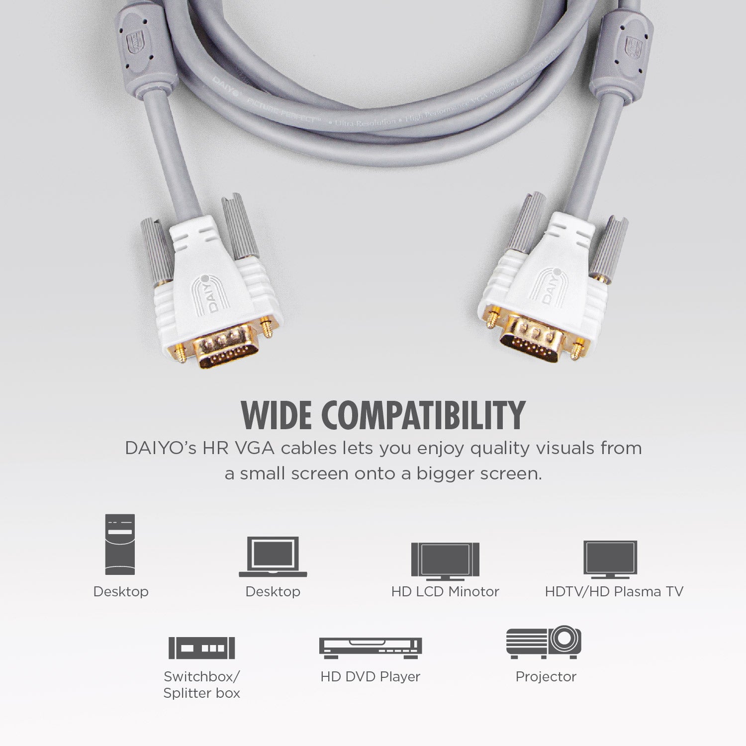 Daiyo CP 2535 High Resolution VGA with Ferrite Cores Cable 5.0m