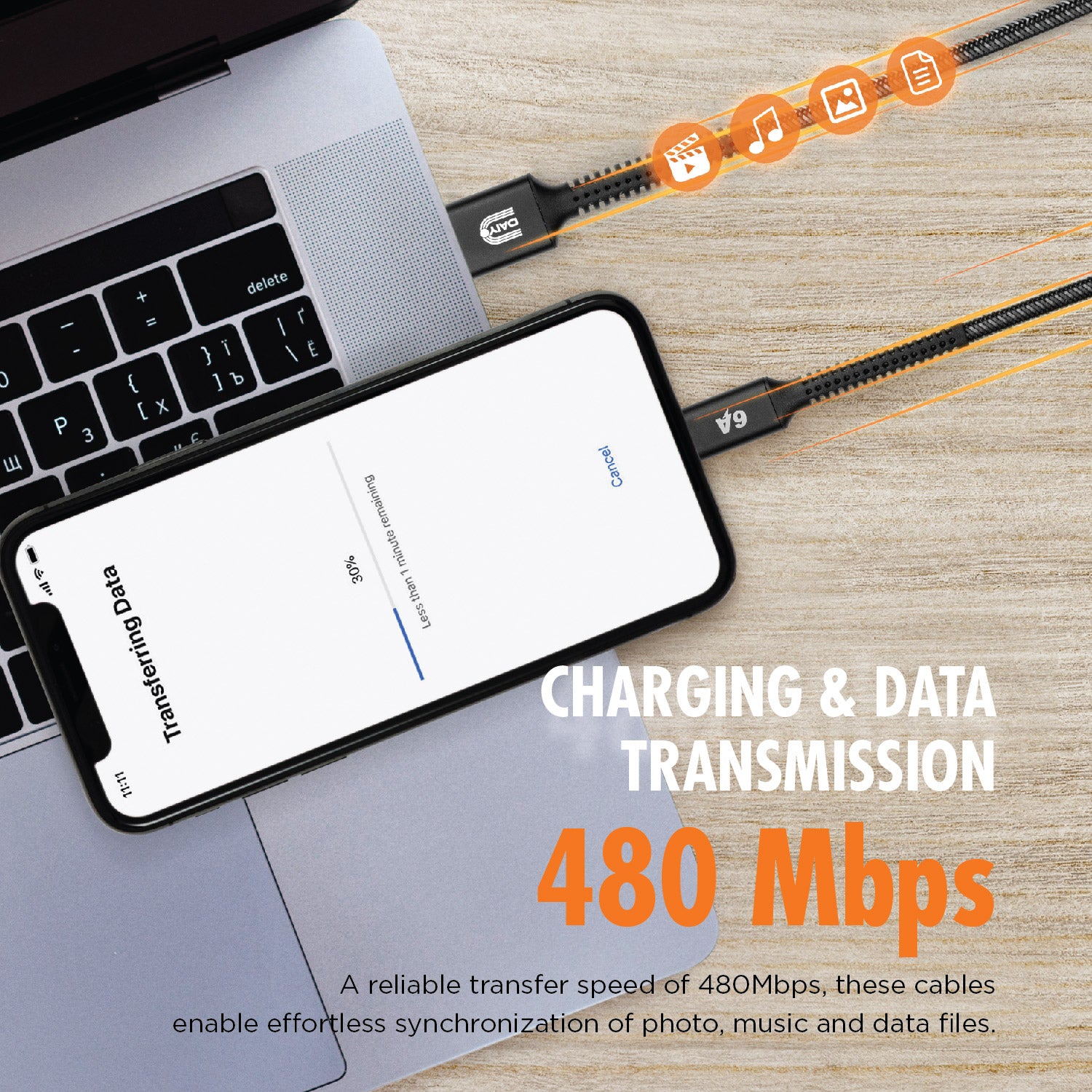 Daiyo CP 2618 6A Super Fast Charging TYPE C USB - C Male / A Male 1.5m Cable