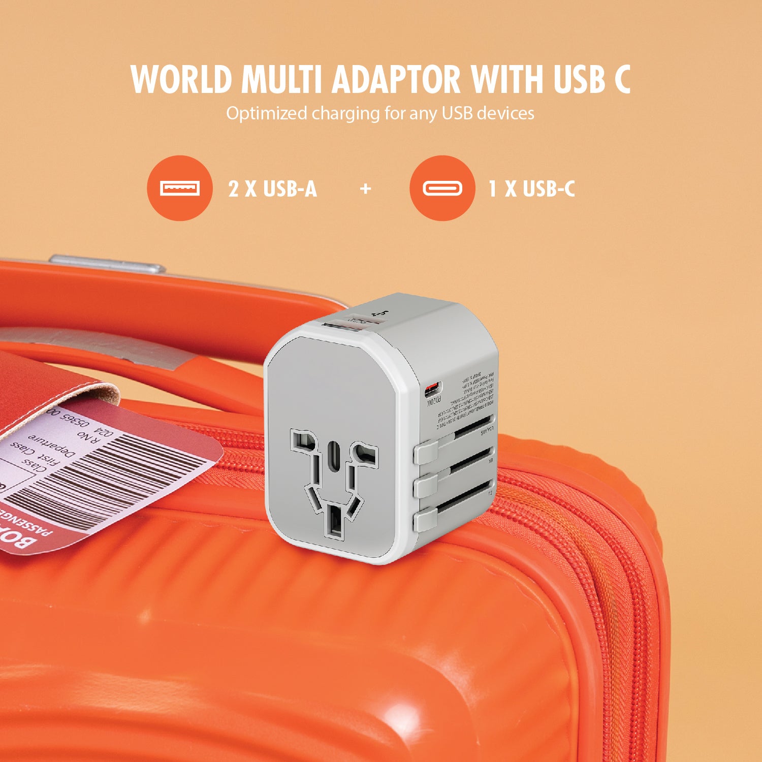 Daiyo DE 321 Universal Travel Adapter with 2 USB Port + 1 Power Delivery Type-C Port Wall Charger