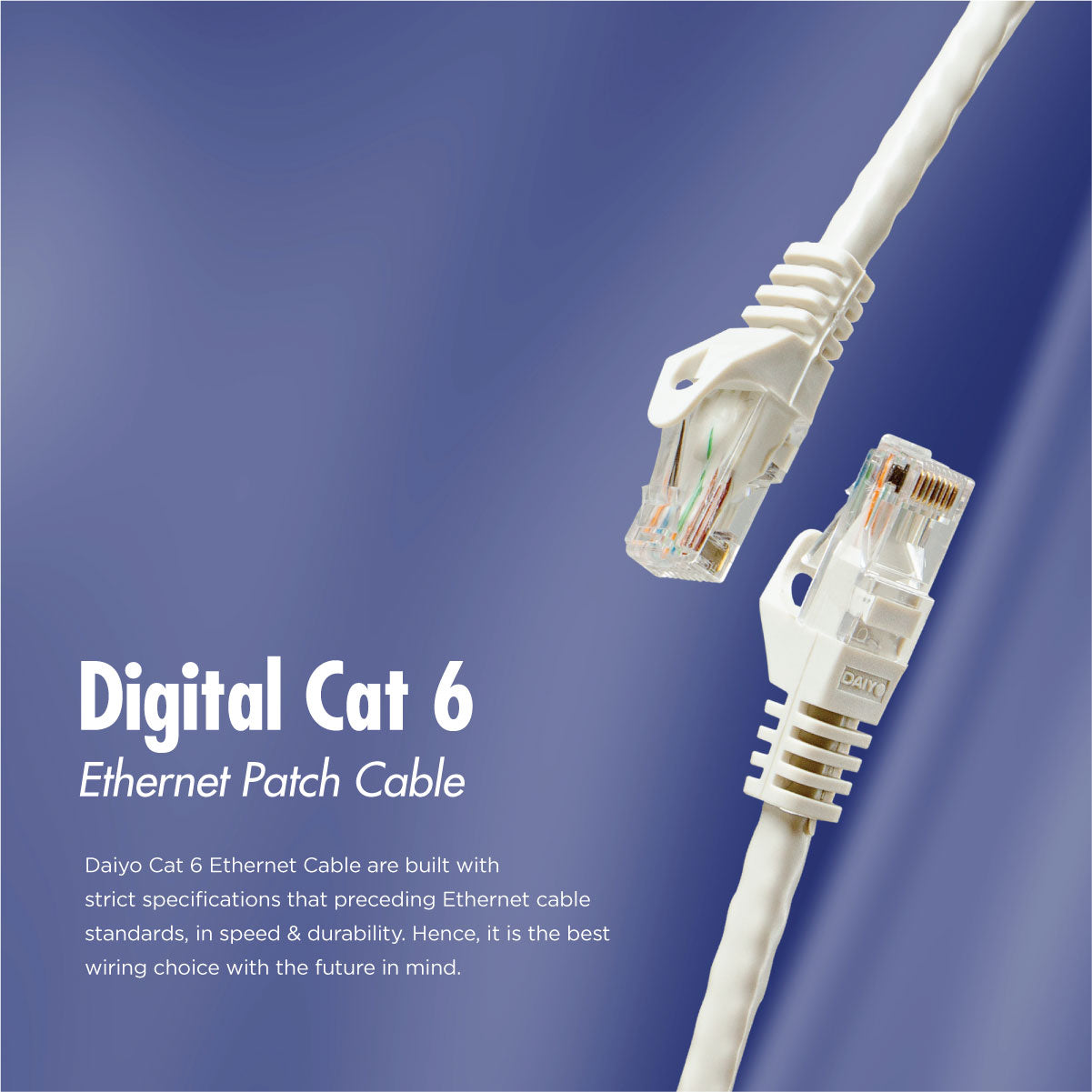 Daiyo CP 2531 RJ-45 LAN Ethernet UTP CAT.6 Cable 1m X 2 Cables