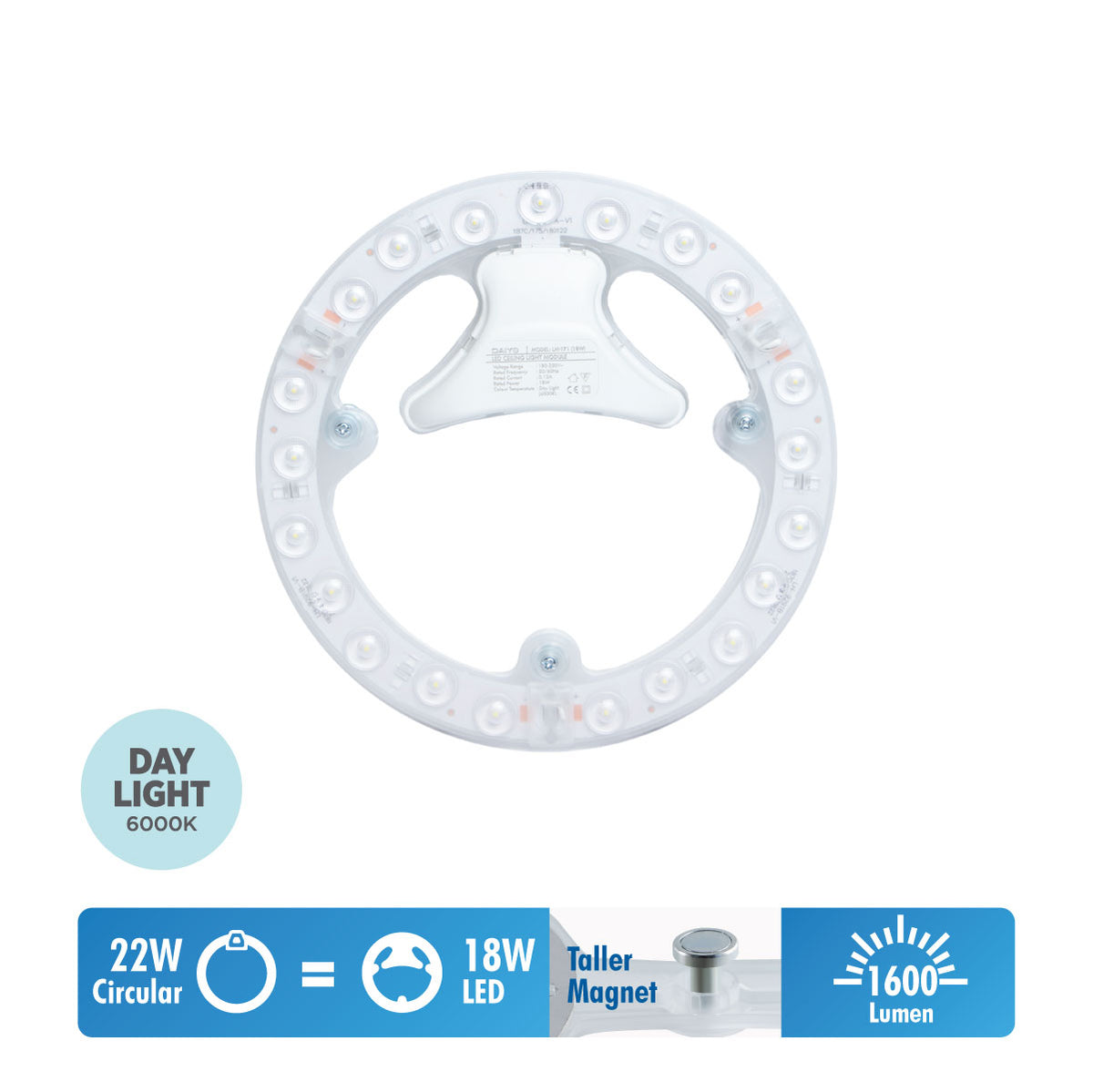 Daiyo LM 171-DL 18W LED Circular Replacement Magnetic Base Ceiling Pan